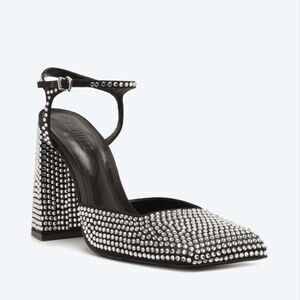 SCHUTZ Jaycie Pump Black Stin with Rhinestones - Size 10